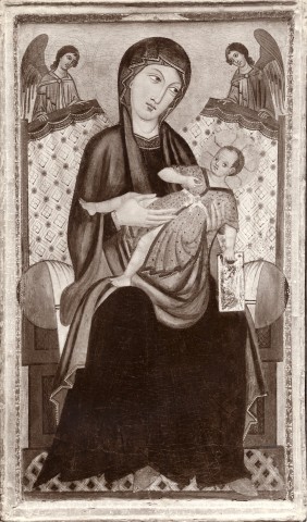 Anonimo — Maestro di Bagnano - sec. XIII - Madonna con Bambino in trono e angeli — insieme